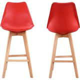 Taburete Alto Cocina con Respaldo, Asiento Blando y Tapizado, Patas Altas Resistentes de Madera de Haya con Reposapiés, Sillas Nórdicas, Ideal para Cocina, Salón, Comedor y Restaurante, 54.5 x 49.5 x 106 cm