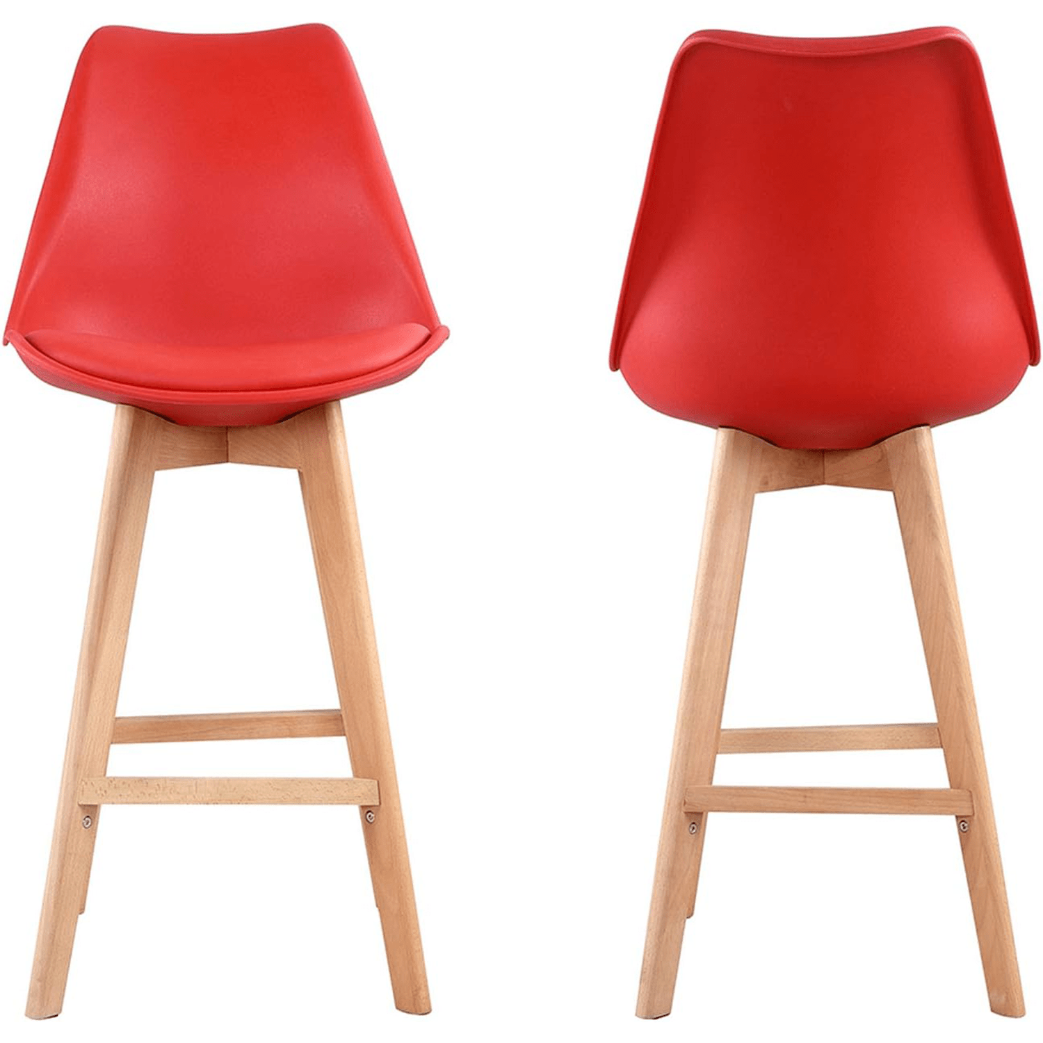 Taburete Alto Cocina con Respaldo, Asiento Blando y Tapizado, Patas Altas Resistentes de Madera de Haya con Reposapiés, Sillas Nórdicas, Ideal para Cocina, Salón, Comedor y Restaurante, 54.5 x 49.5 x 106 cm
