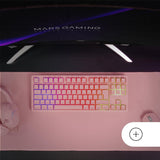 Mars Gaming MK023, Teclado Gaming TKL, Tecnología Híbrida H-Mech, Iluminación FRGB Rainbow, Anti-ghosting, Compatibilidad Universal, Rosa, Idioma Francés