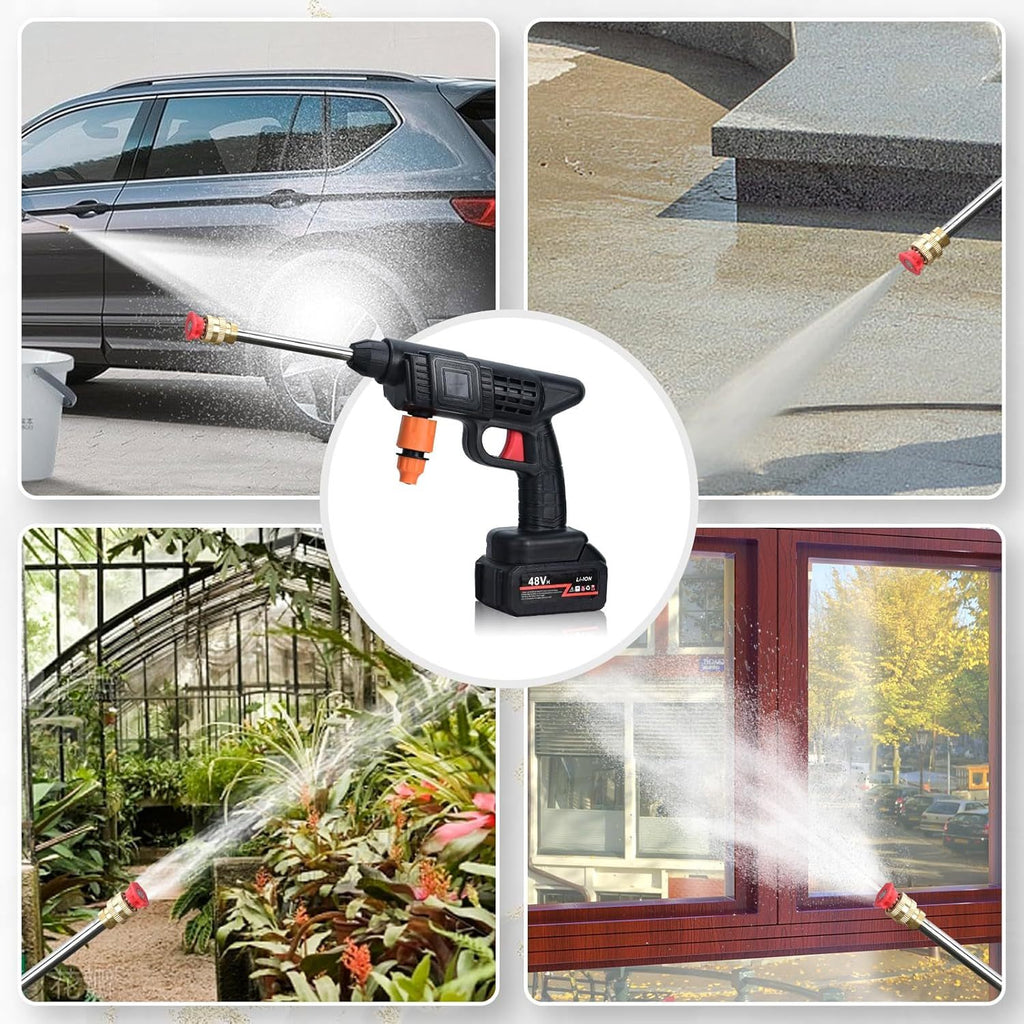 Pistola de Agua a Presión Multifunción con Batería Recargable, Boquilla Ajustable y Filtro Inoxidable, Ideal para Jardinería, Limpieza del Hogar y Lavado de Coches