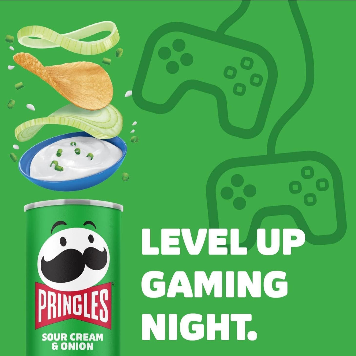 Pringles Sour Cream & Onion, Snack de Patatas Fritas sabor Crema Agria y Cebolla, Tamaño XL de 175g, Pack de 3 Unidades
