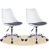 Silla Escritorio Ergonómica con Ruedas, Silla Oficina Giratoria con Altura Ajustable, Acolchada, Estilo Nórdico, Ideal para Estudio y Oficina