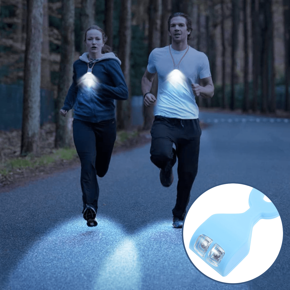 Luces de Carrera Nocturna LED, Colgante Linterna para Correr, Ideal para Leer de Noche, Acampar, Hacer Senderismo, Correr y Trotar en la Oscuridad, Perfecto para Actividades al Aire Libre, Funcionamiento mediante x2 Pilas de Botón