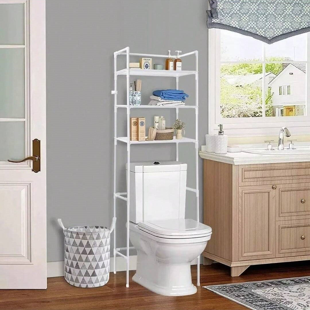 Estantería Baño sobre Inodoro, Optimiza Espacio, 3 Baldas, Facil Montaje, Ideal para Espacios Reducidos, 47 x 25 x 155 cm