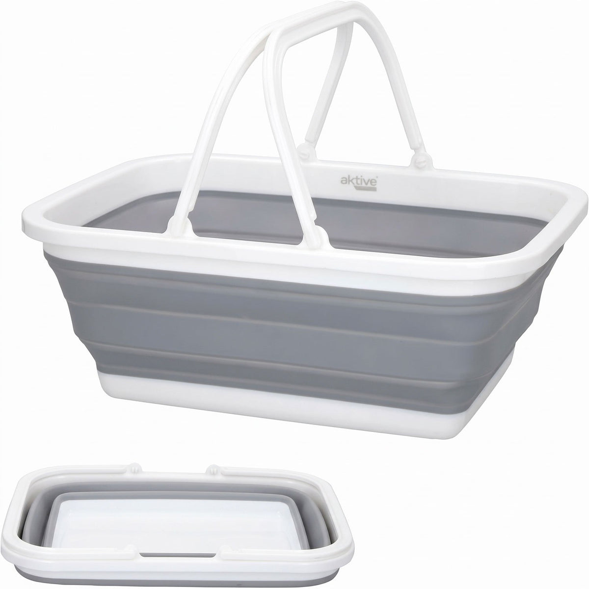 AKTIVE Cesta Plegable Multiusos, para Organización, Hogar, Camping y Viajes, Diseño Compacto que Facilita el Almacenamiento, Capacidad de 8.5 L, 38 x 28 x 15 cm