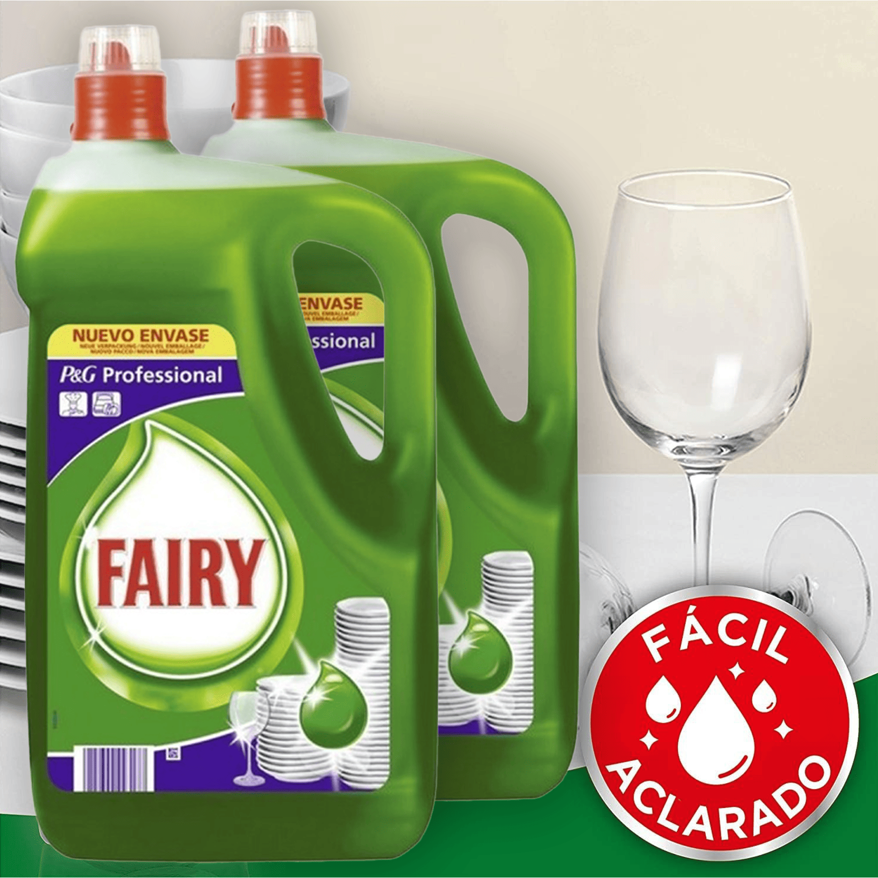 Fairy Professional, Lavavajillas a Mano, Detergente Líquido Concentrado, Fácil Fregado y Aclarado, Disuelve la Grasa con Facilidad