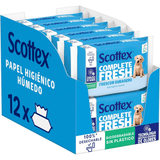 Scottex Toallitas Húmedas Desechables por el WC, Papel Higiénico Húmedo Fresh con Agua Micelar y Vitamina E, Biodegradable y Sin Plástico