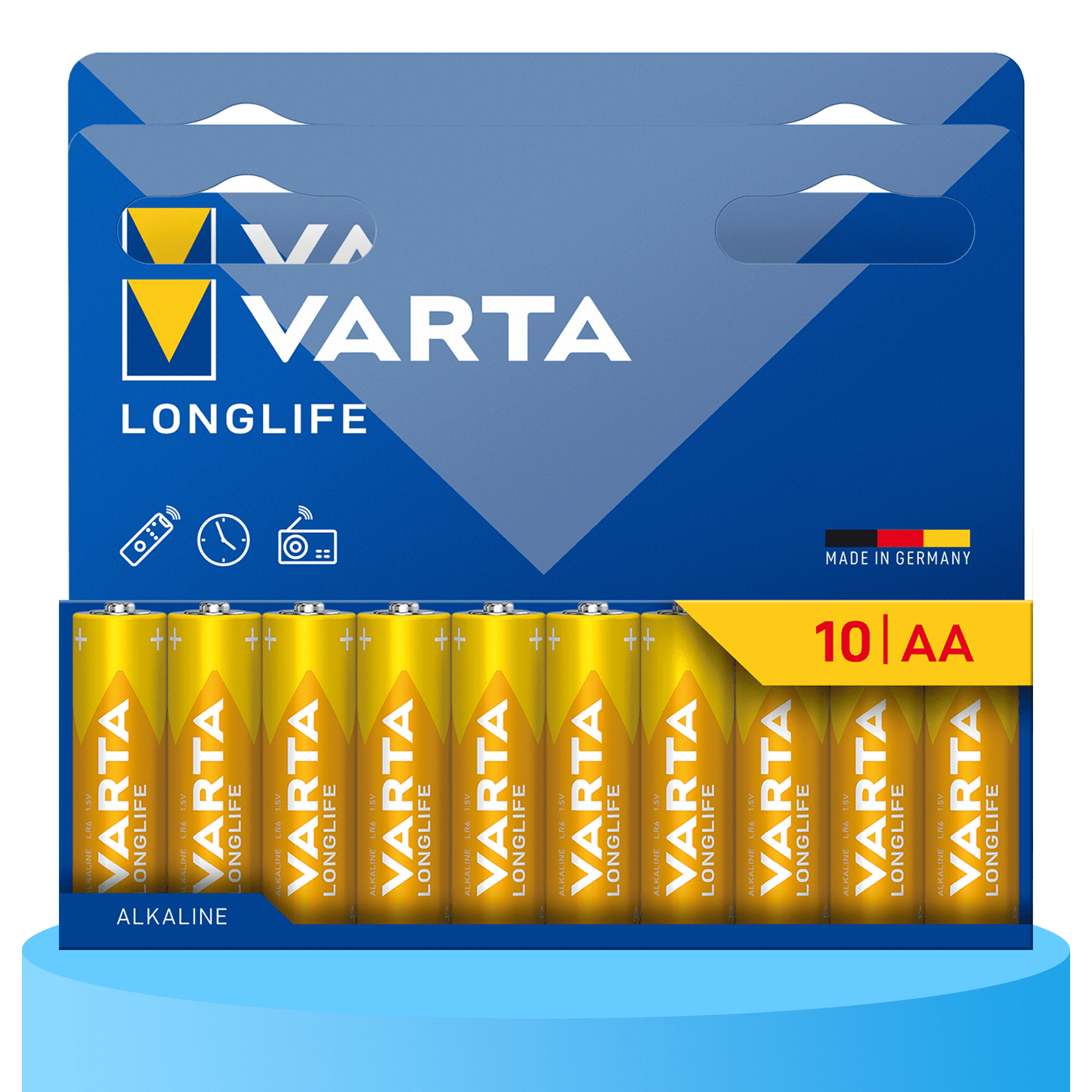 Pilas AA Alcalinas de Alto Rendimiento, VARTA Longlife, Ultra Larga Duración, Energía Continua, Ideal para Controles Remotos, Juguetes Electrónicos, Linternas, Lámparas, Relojes, Cámaras y Otros Dispositivos de Uso Diario - VARTA