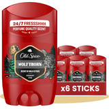 Old Spice Wolfthorn Pack 6 Desodorante en Barra Para Hombres, Fresco 24 Horas, Ideal para Uso Diario, Perfume Duradero, Sin Aluminio, Fragancia Excepcional a Cítricos Silvestres, Protección Contra El Mal Olor, 50ml por Barra