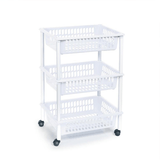 Carrito Auxiliar con Ruedas, Carrito Multifuncional de 3 Niveles, Apto para el Hogar, Oficina, Cocina, Sala de Estar, Baño, Fácil de Limpiar, Equipado con 4 Ruedas Giratorias, Desplazamiento Fluido, 40 x 30 x 61,5 cm