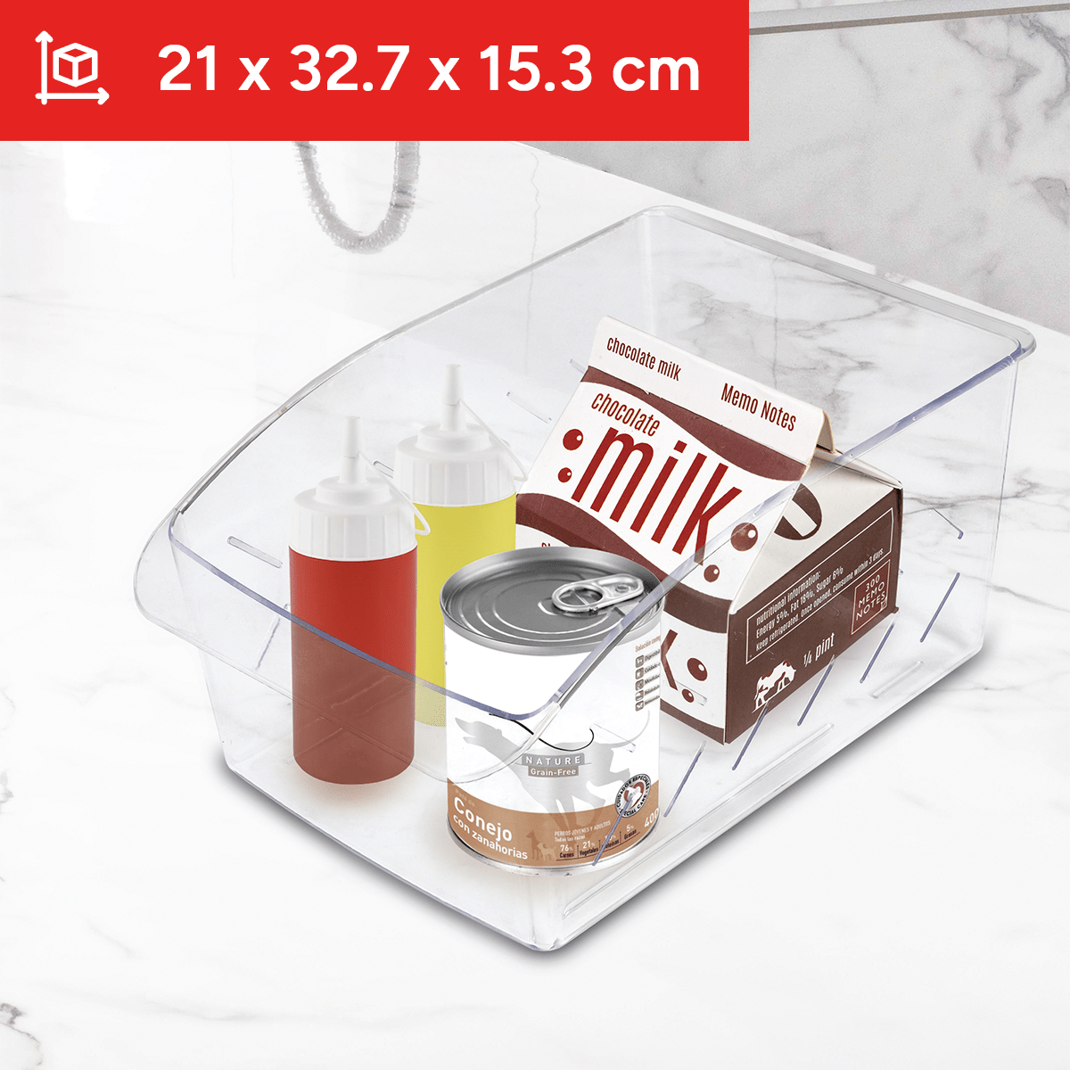Organizador Nevera, Caja de Almacenamiento Transparente para Nevera, Contenedor de Plástico Multiusos, Ideal para Organizar y Optimizar el Espacio, Plástico Resistente
