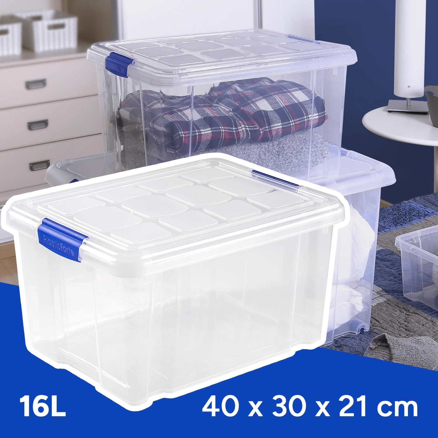 Caja Almacenamiento plástico para Guardar y Ordenar Juguetes, Libros, Documentos, Ropa, Mantas. Cierre Hermético, Gran Capacidad y Resistencia