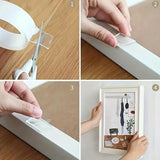 Cinta Adhesiva Doble Cara Extrafuerte de 2cm x 2m, Adhesivo Transparente, No deja Rastros en Pared ni Superficies, Se puede Cortar, Fijación Extrafuerte y Firme, Lavable y Reutilizable, Ideal para Manualidades, Hogar, Oficina, Coche, Armario o Baño