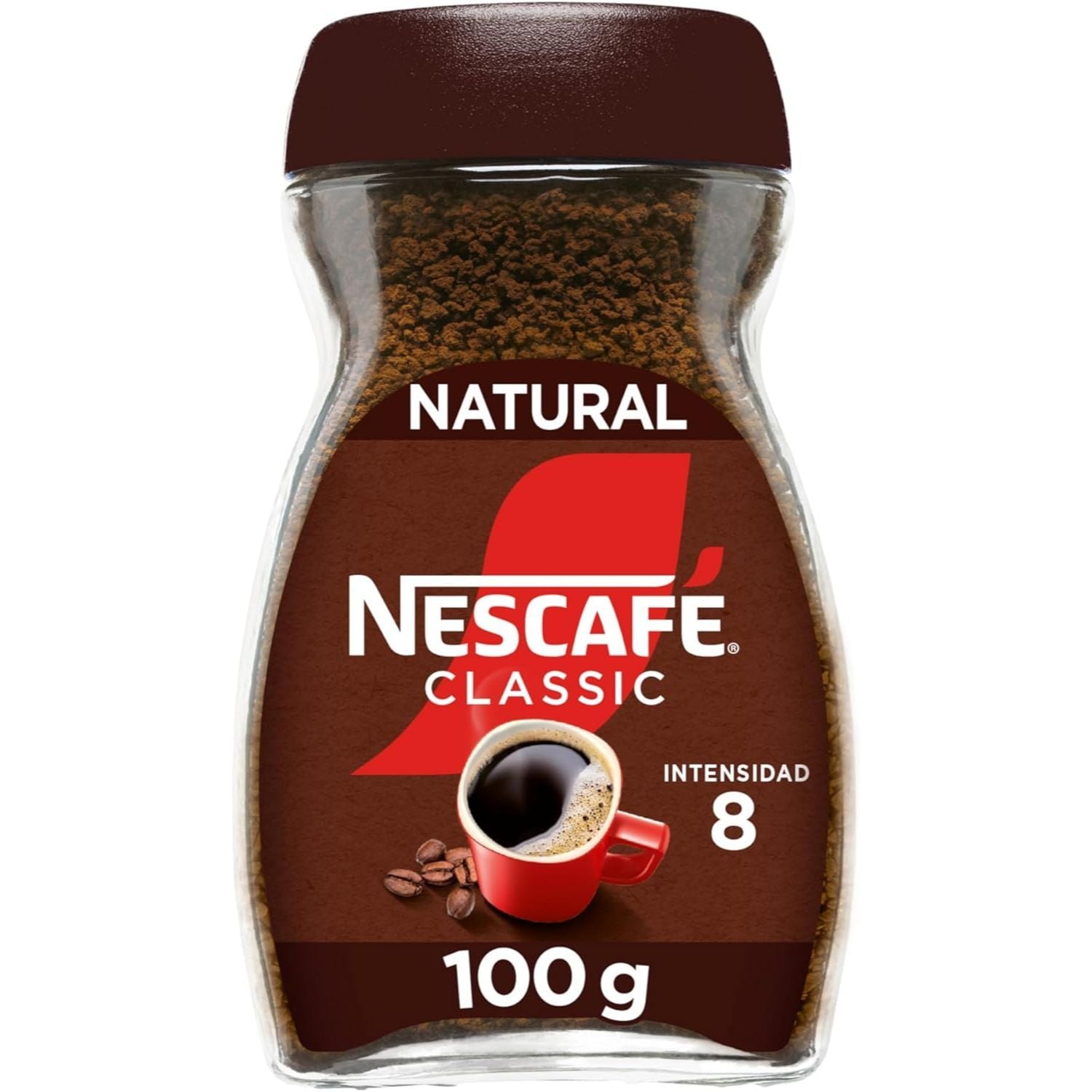 Nescafé Classic Natural, Café Soluble Instantáneo 200g/100g/50g, Tueste Medio, Intensidad 8
