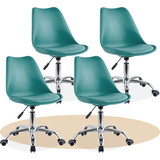 Silla Escritorio Ergonómica con Ruedas, Silla Oficina Giratoria con Altura Ajustable, Acolchada, Estilo Nórdico, Ideal para Estudio y Oficina