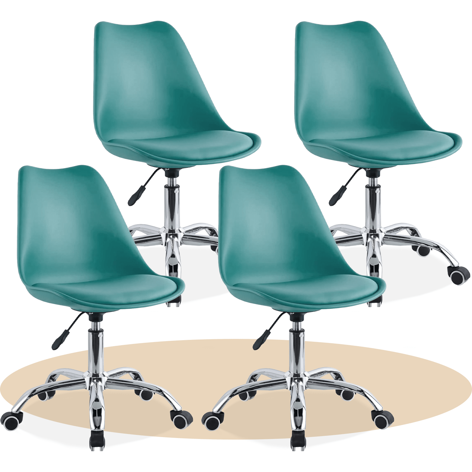 Silla Escritorio Ergonómica con Ruedas, Silla Oficina Giratoria con Altura Ajustable, Acolchada, Estilo Nórdico, Ideal para Estudio y Oficina