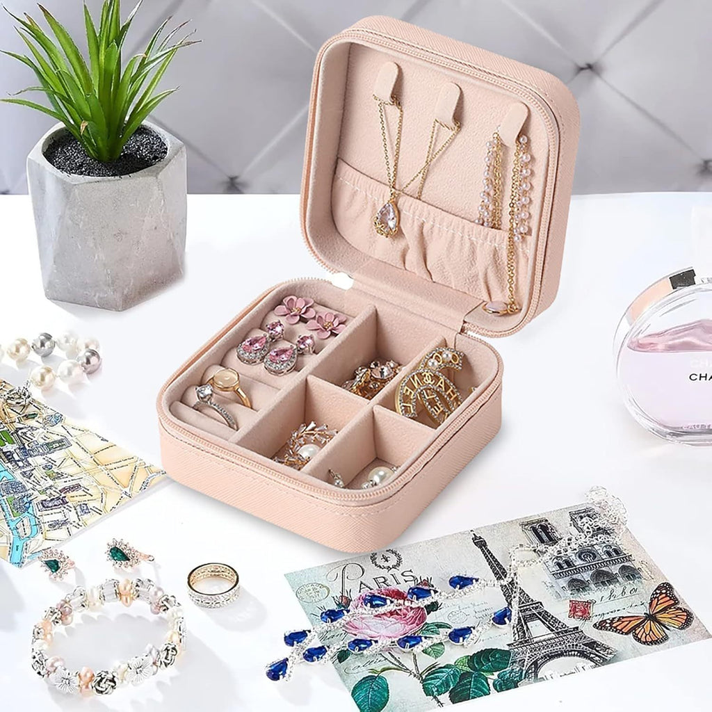 Mini Joyero Viaje, Estuche Portátil para Joyas, Organizador Joyas, Portable, Ideal para Viajes, Cremallera Resistente, Caja de Almacenamiento para pendientes, anillos, collares, pulseras