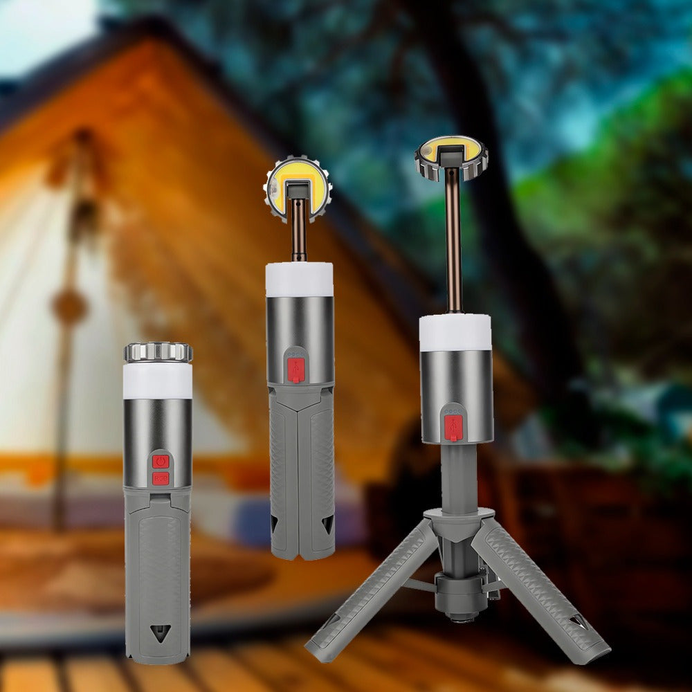 Linterna Camping Telescópica y Recargable, Varios niveles de Luz y Color, Aleación de Aluminio, Mando a distancia, Bombilla COB + RGB, Batería: 2 x 3.000 mAh, Medidas: 7 x 7 x 31-113,5 cm