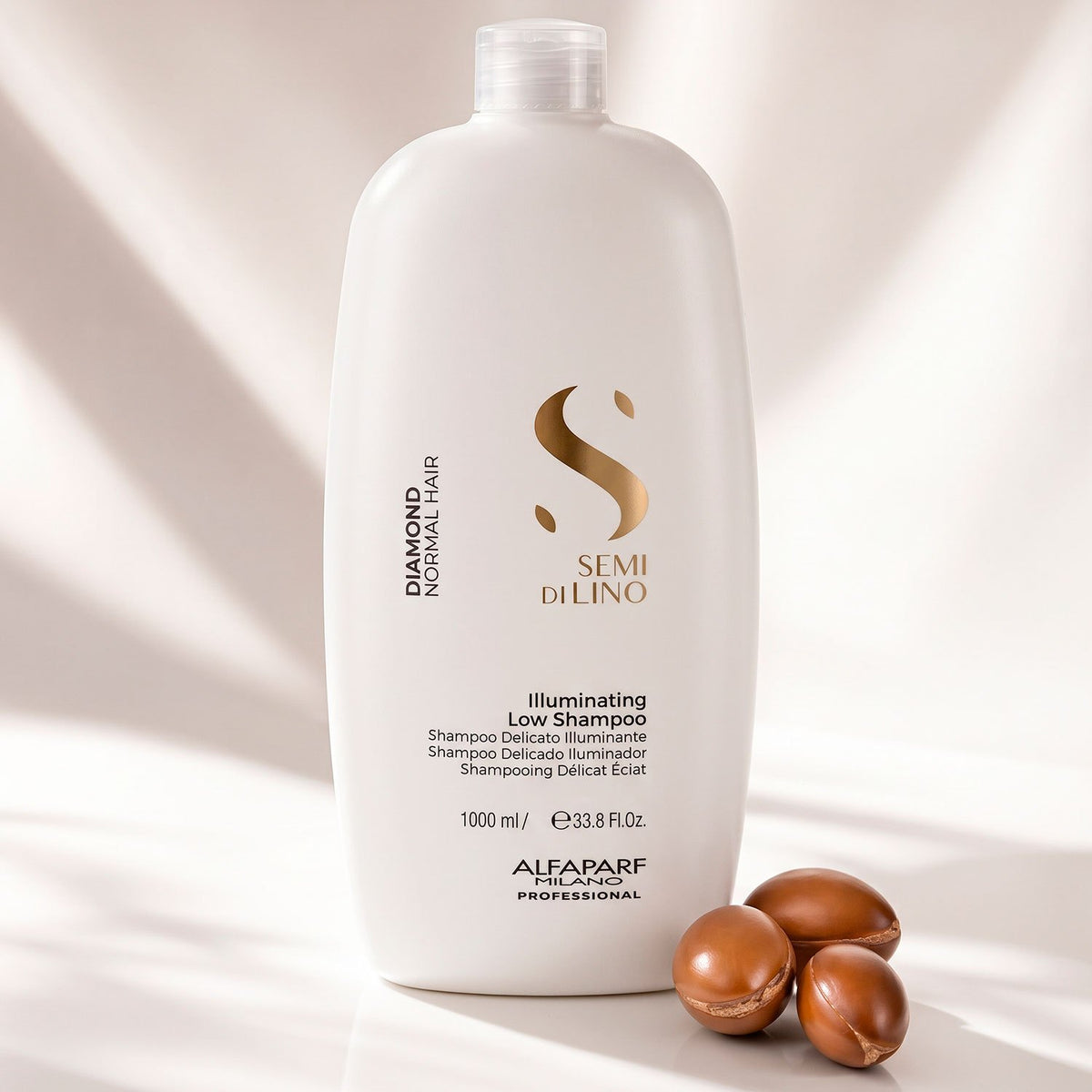 Alfaparf Milano Semi di Lino, Champú Iluminador para Cabello Opaco, Brillo y Suavidad, 1000 ml