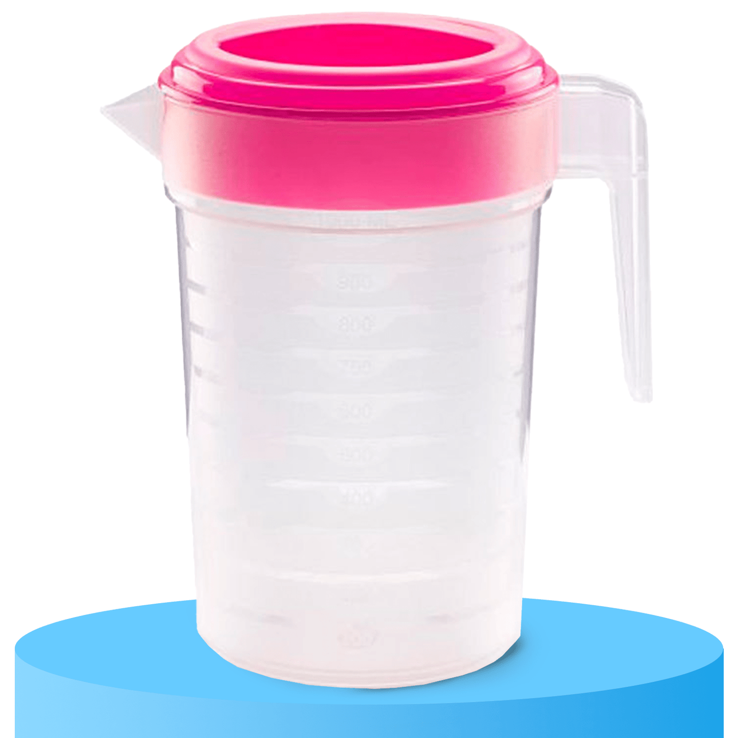 Jarra de Agua con Tapa 1L, Hecha de Plástico Resistente, Asa Ergonómica para Facilitar el Uso, Hermética