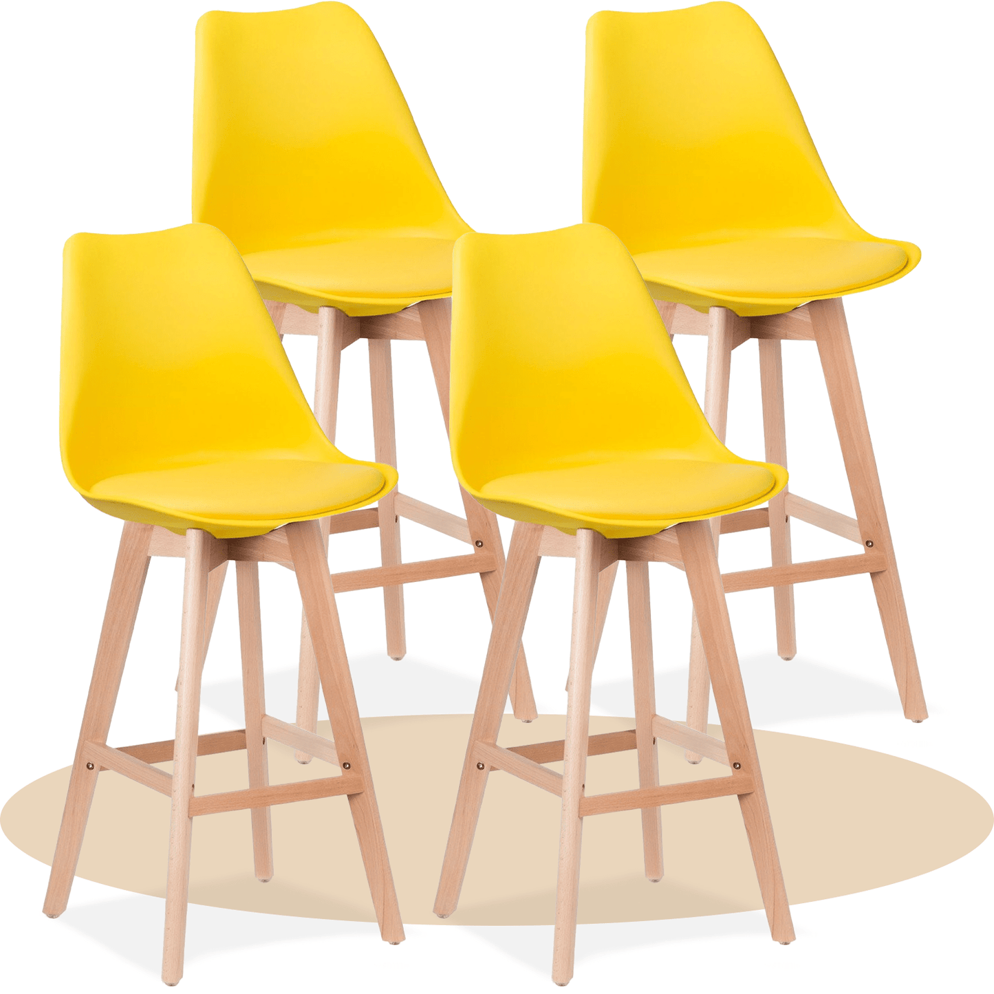 Taburete Alto Cocina con Respaldo, Asiento Blando y Tapizado, Patas Altas Resistentes de Madera de Haya con Reposapiés, Sillas Nórdicas, Ideal para Cocina, Salón, Comedor y Restaurante, 54.5 x 49.5 x 106 cm