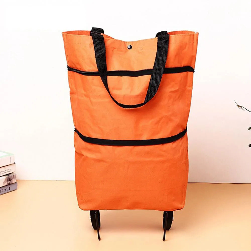 Carro Compra Plegable, Bolsa Carro Compra Plegable con Reudas, Gran Capacidad, Bolsa de Compras Multiusos, Facil de Llevar y Guardar, Hecho en Tela Oxford 600D Resistente, Fondo Reforzado, Dimensión Cerrado: 40 x 16 x 32 cm