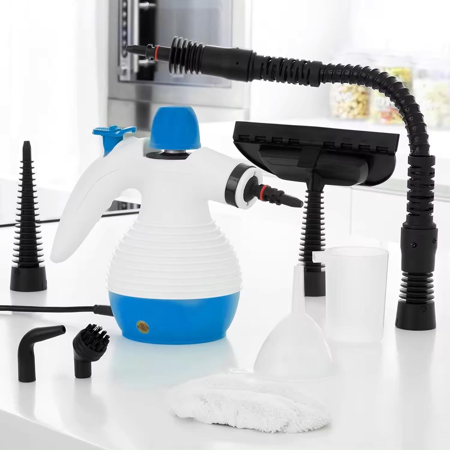 Vaporeta de Limpieza Hogar, Limpieza Vapor, Vaporeta de Mano con 9 Accesorios, Limpia a Vapor todo tipo de Superficies, Ideal para el Hogar y el Coche, Incluye 9 Accesorios, Depósito hasta 350 ml, Ratio de vapor: J 26-32 G/Min, Presión de vapor: 2,6-3