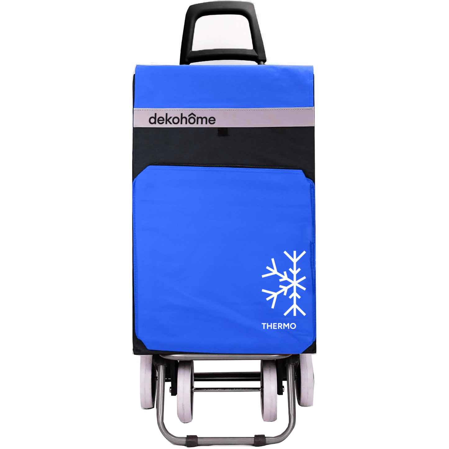Carro Compra Plegable 4 Ruedas con Bolsillo Térmico para Congelados, Carro Plegable con Ruedas, 54 Litros de Capacidad y 40 Kg de Carga Máxima, Compartimentos Extra, Ruedas Grandes Resistentes para Facilitar el Movimiento y el Transporte del Peso