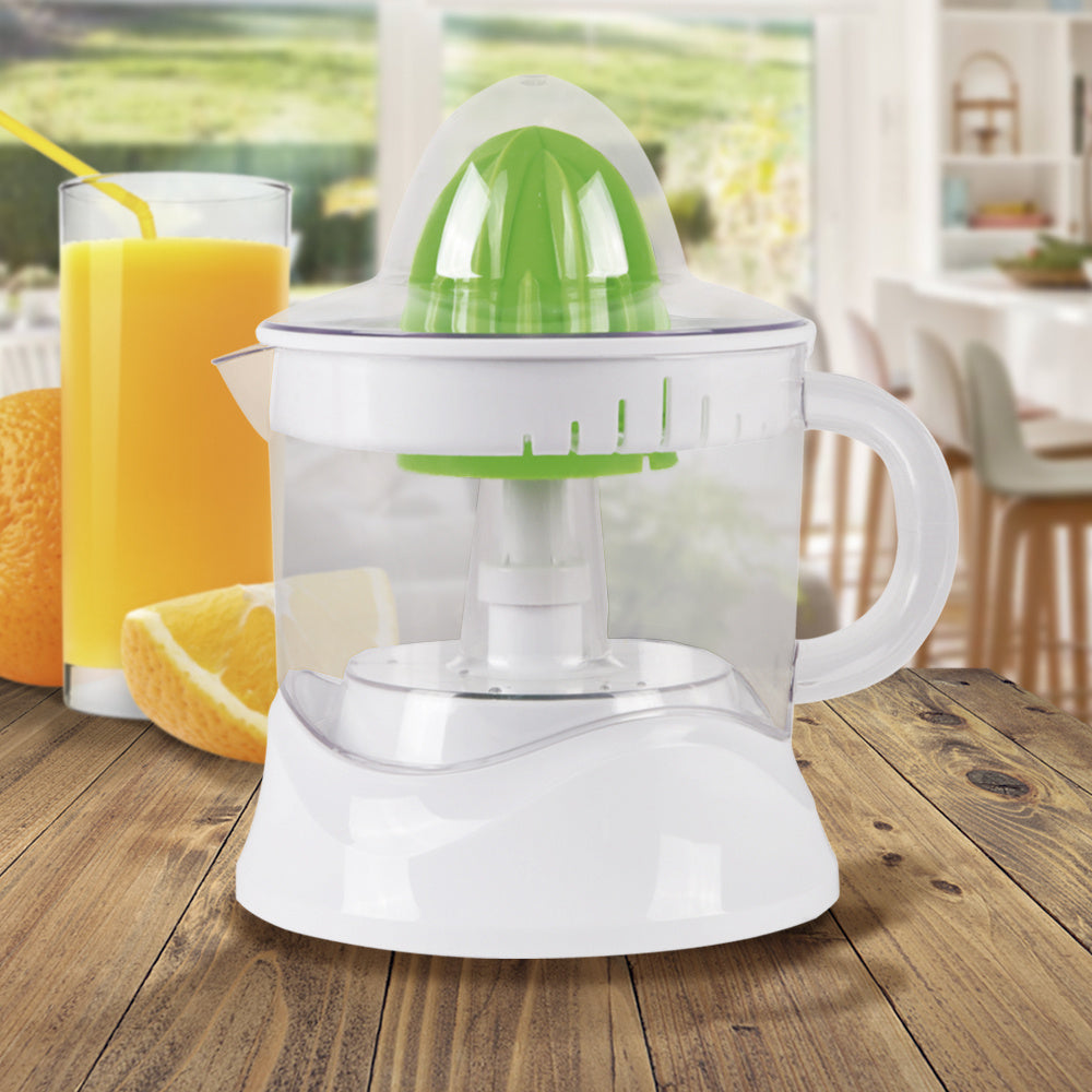 Exprimidor de Zumo Electrico de 2 Conos y Jarra de 0.7 Litros, 25W de Potencia, Colador de Pulpa, Base Antideslizante, Agarre Ergonómico, Máxima Durabilidad ideal para el Uso Diario, Perfecto para Preparar Zumos de Frutas y Cítricos