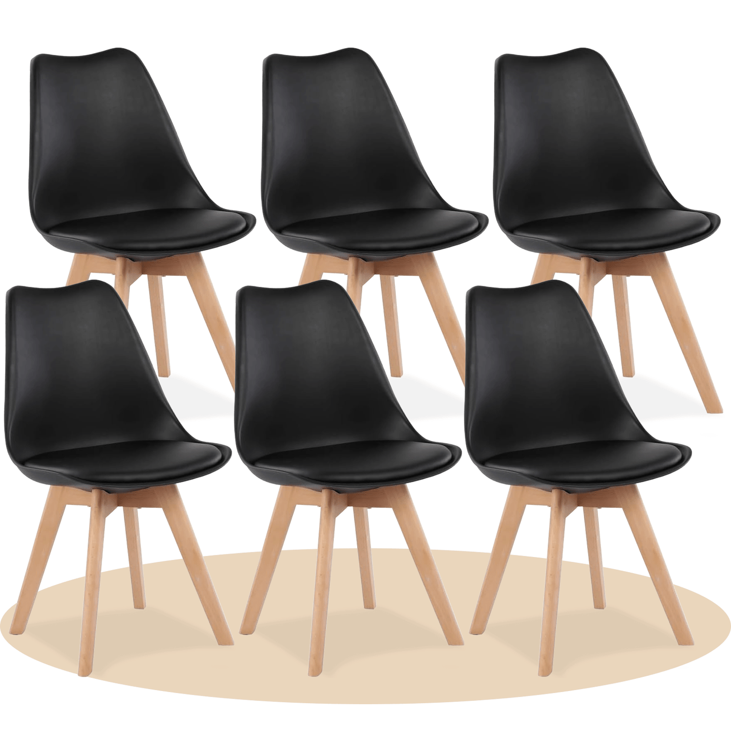 1/2/4/6 Unidad Sillas para Comedor, Sillas para Cocina con Asiento Blando, Tapizado y Patas Resistentes de Madera de Haya, Sillas Nórdicas