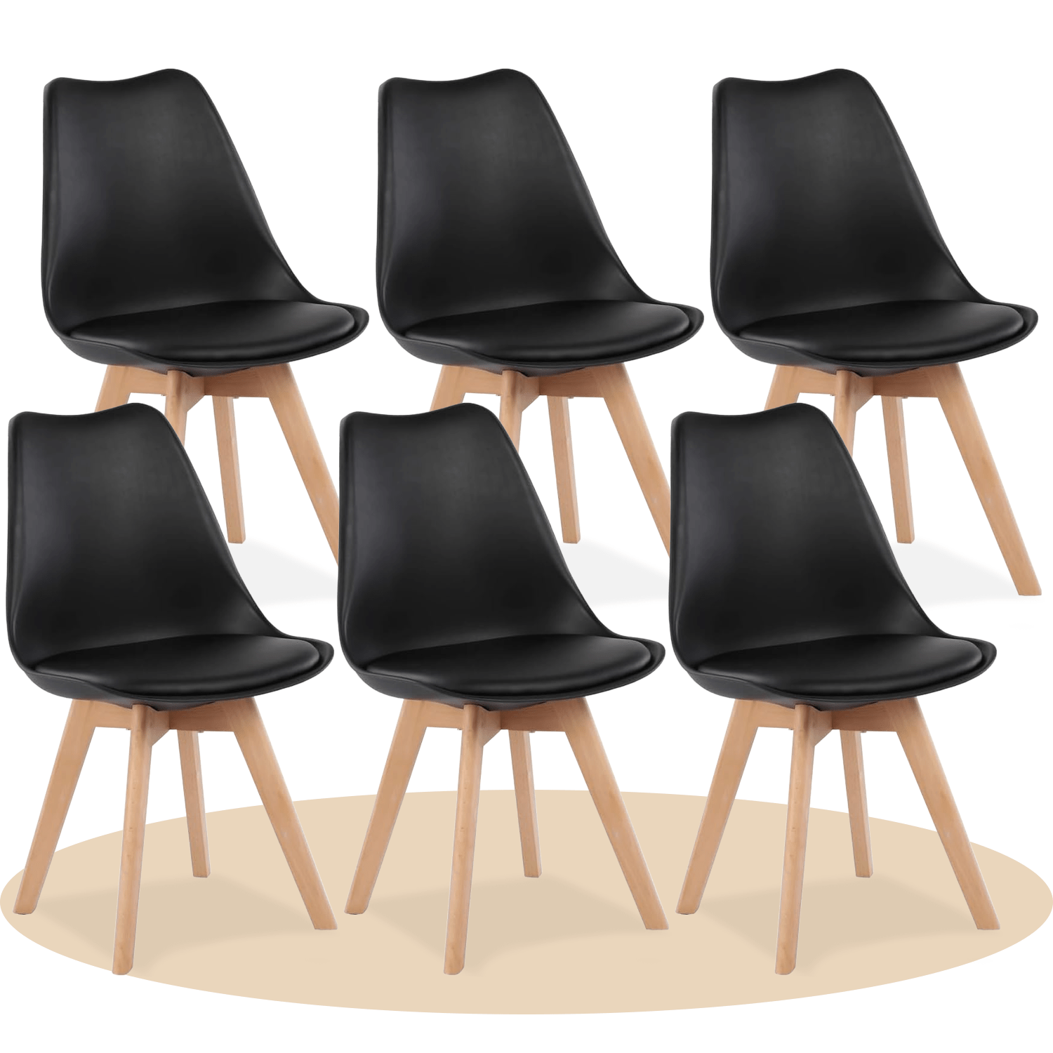 1/2/4/6 Unidad Sillas para Comedor, Sillas para Cocina con Asiento Blando, Tapizado y Patas Resistentes de Madera de Haya, Sillas Nórdicas