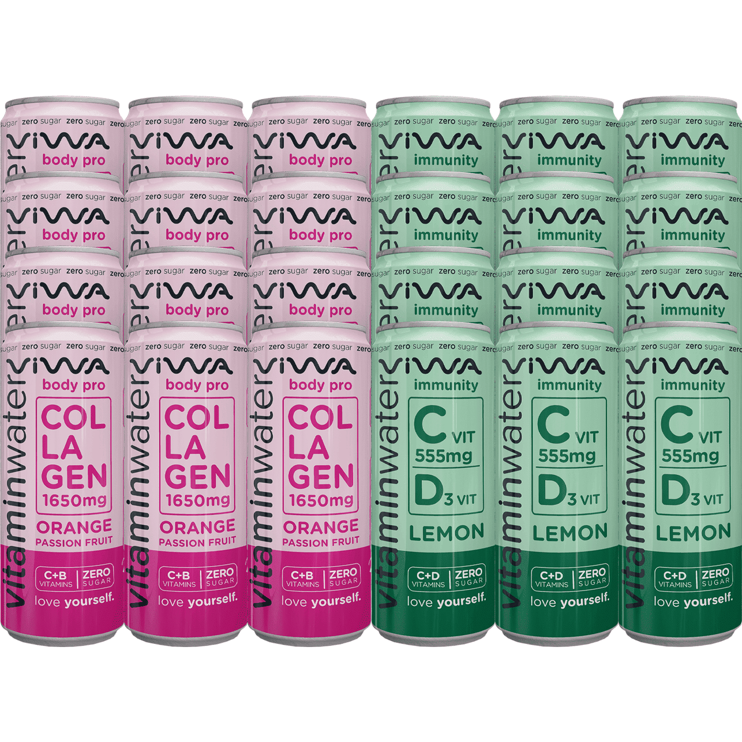 VIWA VitaminWater & Tea, Bebidas Refrescantes con Vitaminas y Minerales, 330ml, Pack de 24