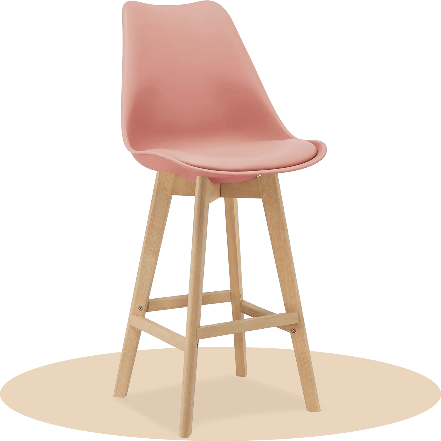 Taburete Alto Cocina con Respaldo, Asiento Blando y Tapizado, Patas Altas Resistentes de Madera de Haya con Reposapiés, Sillas Nórdicas, Ideal para Cocina, Salón, Comedor y Restaurante, 54.5 x 49.5 x 106 cm