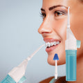 Irrigador Bucal Dental de Alta Presión, Perfecto para la Limpieza de Dientes, Incluye Boquilla Interdental y Boquilla Nasal, Tamaño Compacto, Ideal para Viajes, 21.5 x 4.5 cm
