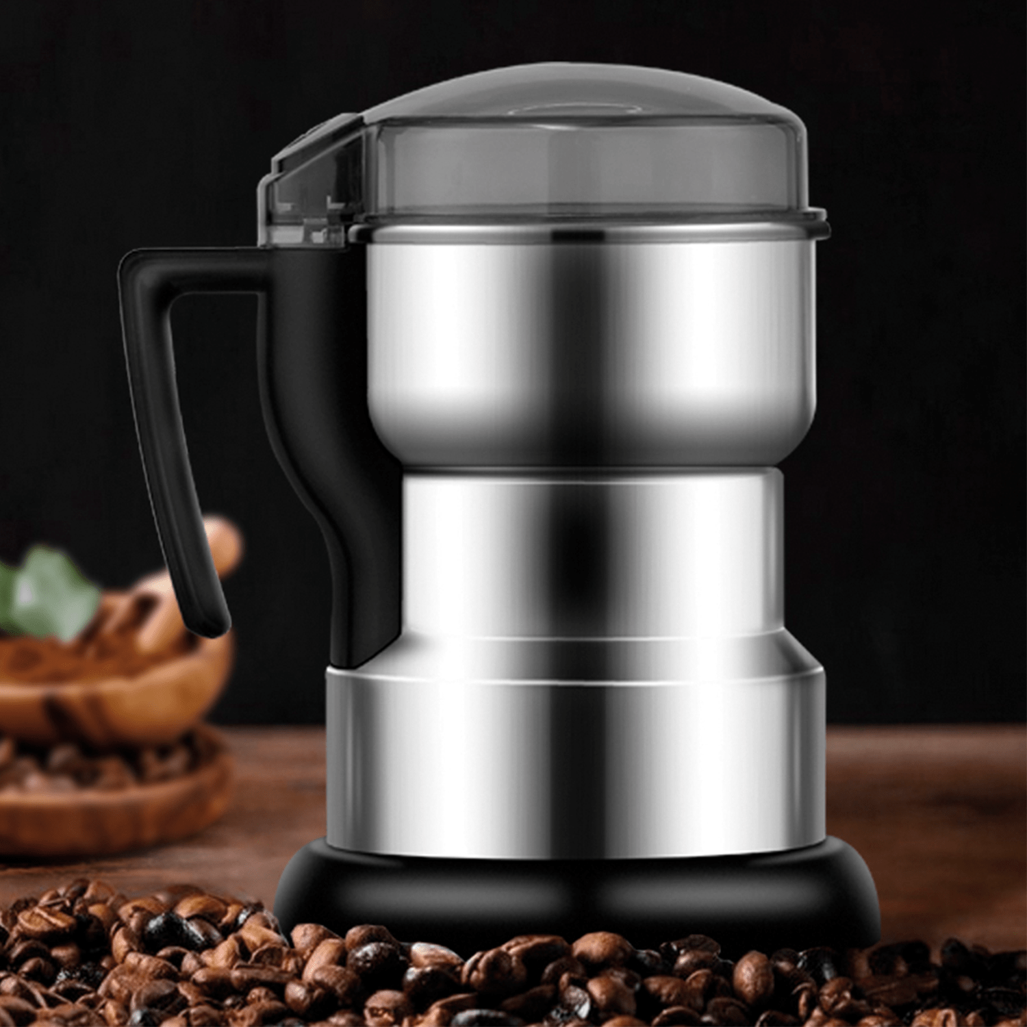Molinillo de Café Eléctrico con Cuchillas de Acero Inoxidable, 200W, Tapa Transparente, Cierre de Seguridad, Ideal para Moler Café y Especias, 200g de Capacidad, 13 x 13 x 19 cm