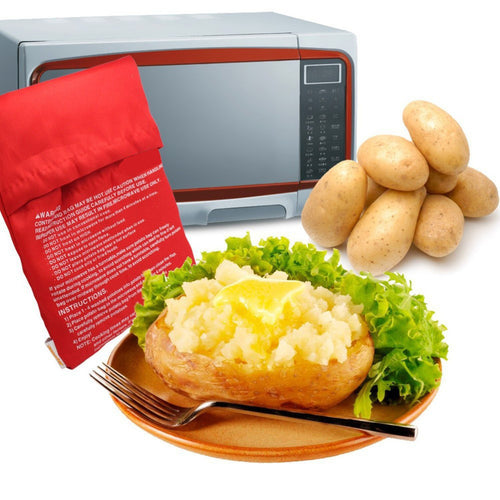 Bolsa Microondas Patatas, Ideal para Cocinar Patatas de Forma Rápida y Fácil en solo 4 Minutos, Bolsa para Cocinar en el Microondas, Ideal para Patatas, Maiz, Boniato, 23 x 20 cm