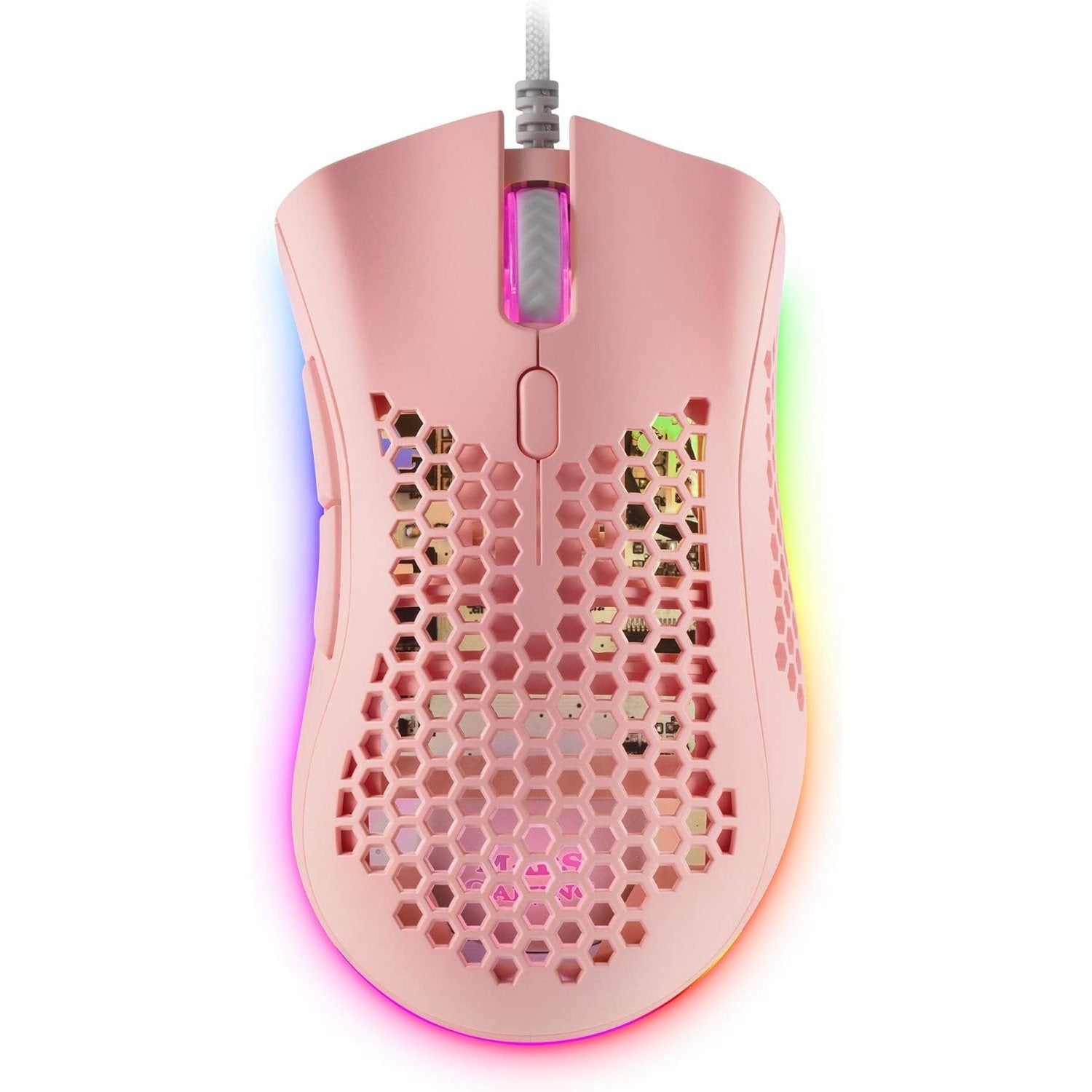 Mars Gaming MMEX, Ratón Gaming Premium 32000 dpi, Sensor PixArt 3389PRO, Switches Ópticos Ultra Rápidos, Diseño Hive Ultraligero 75g, RGB Chroma, 7 Botones, Software, Rosa