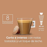 Nescafé Dolce Gusto, Café Cortado Espresso Macchiato, Intensidad 8, 16/48/96 Cápsulas