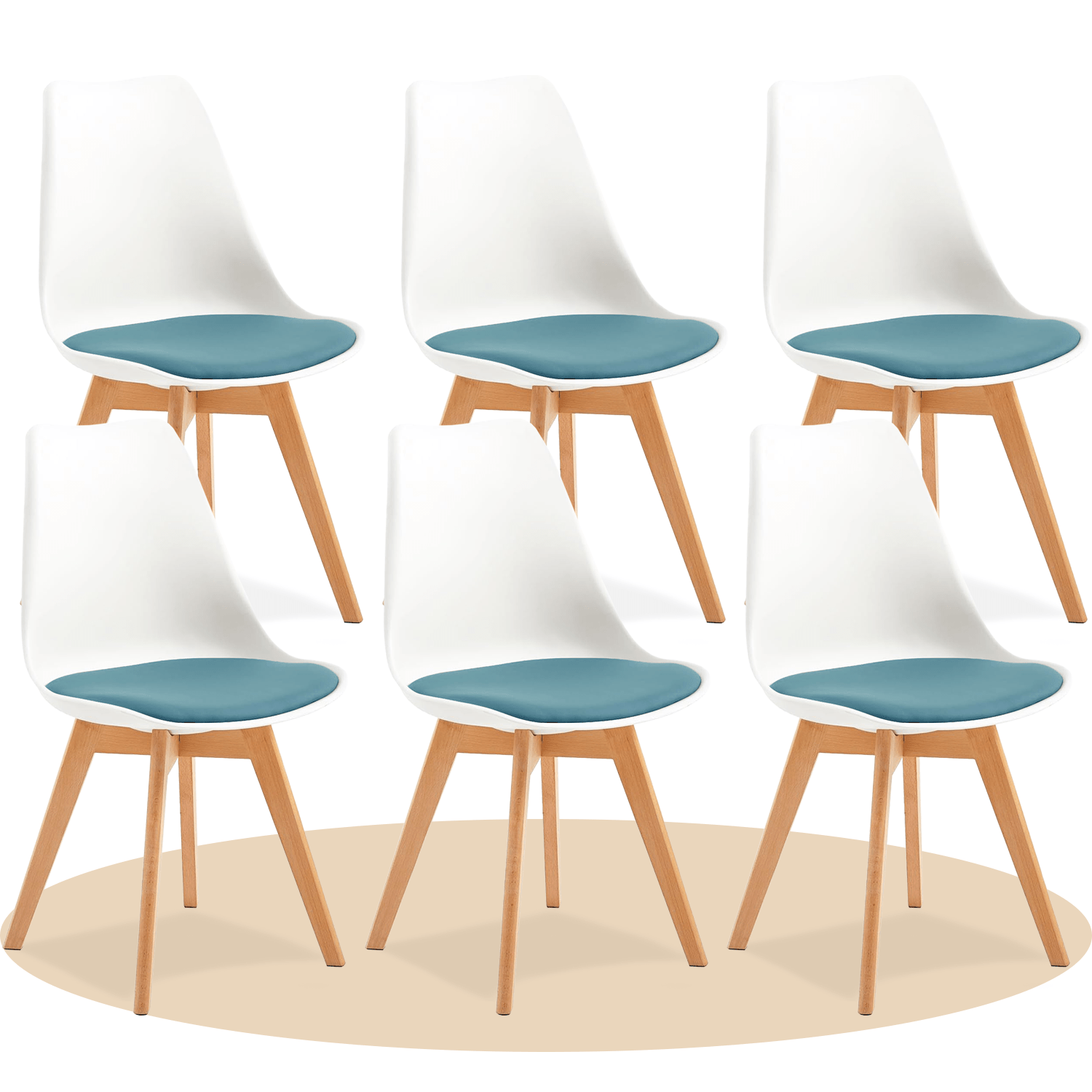 1/2/4/6 Unidad Sillas para Comedor, Sillas para Cocina con Asiento Blando, Tapizado y Patas Resistentes de Madera de Haya, Sillas Nórdicas