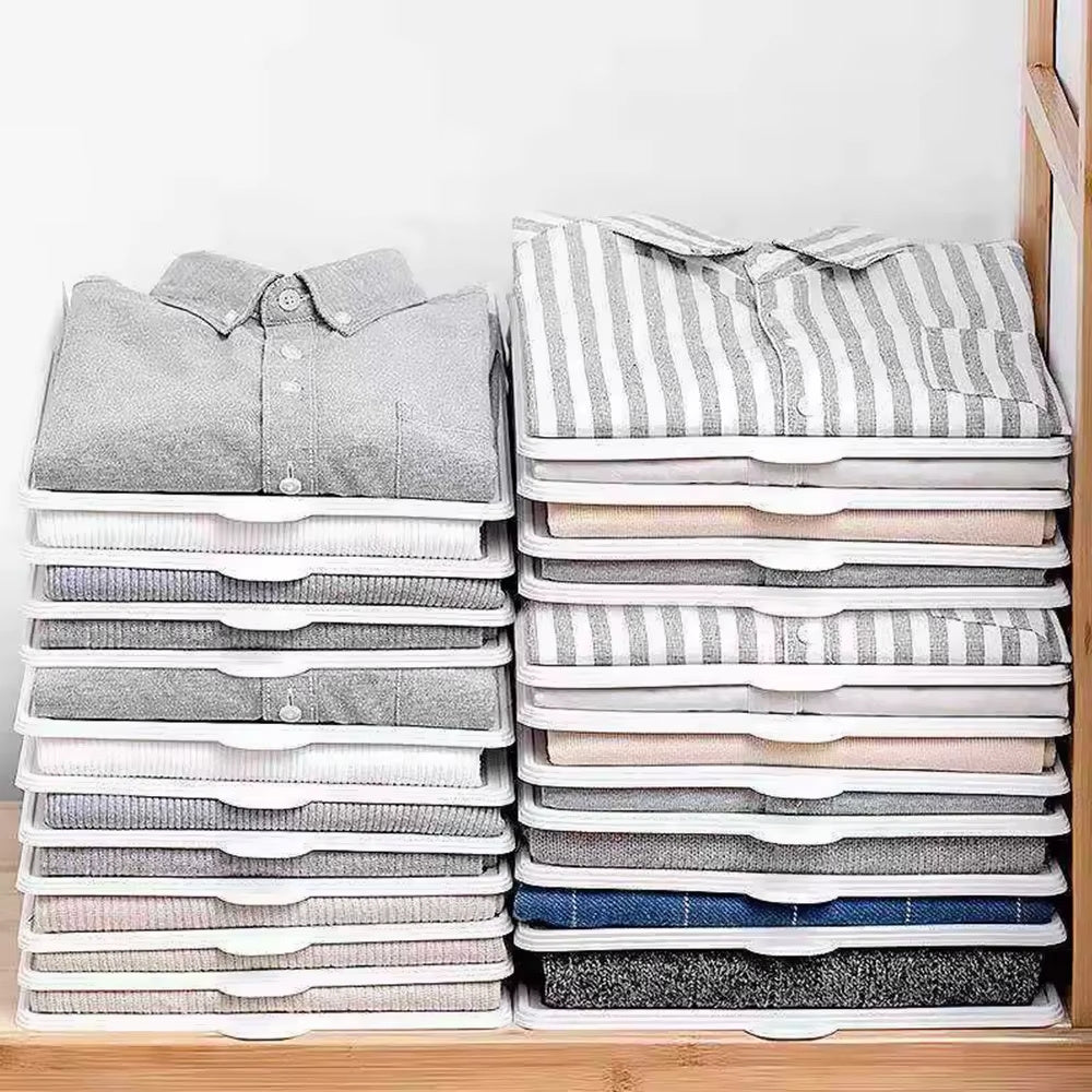 x10 Separador de Ropa, Organizador Ropa, Divisor Ropa, Separadores de Plástico, Organizador de Camisas, Camisetas, Ropa. Resistente, Antihumedad y Antiarrugas, Organiza Armarios, Cajoneras y Estanterías