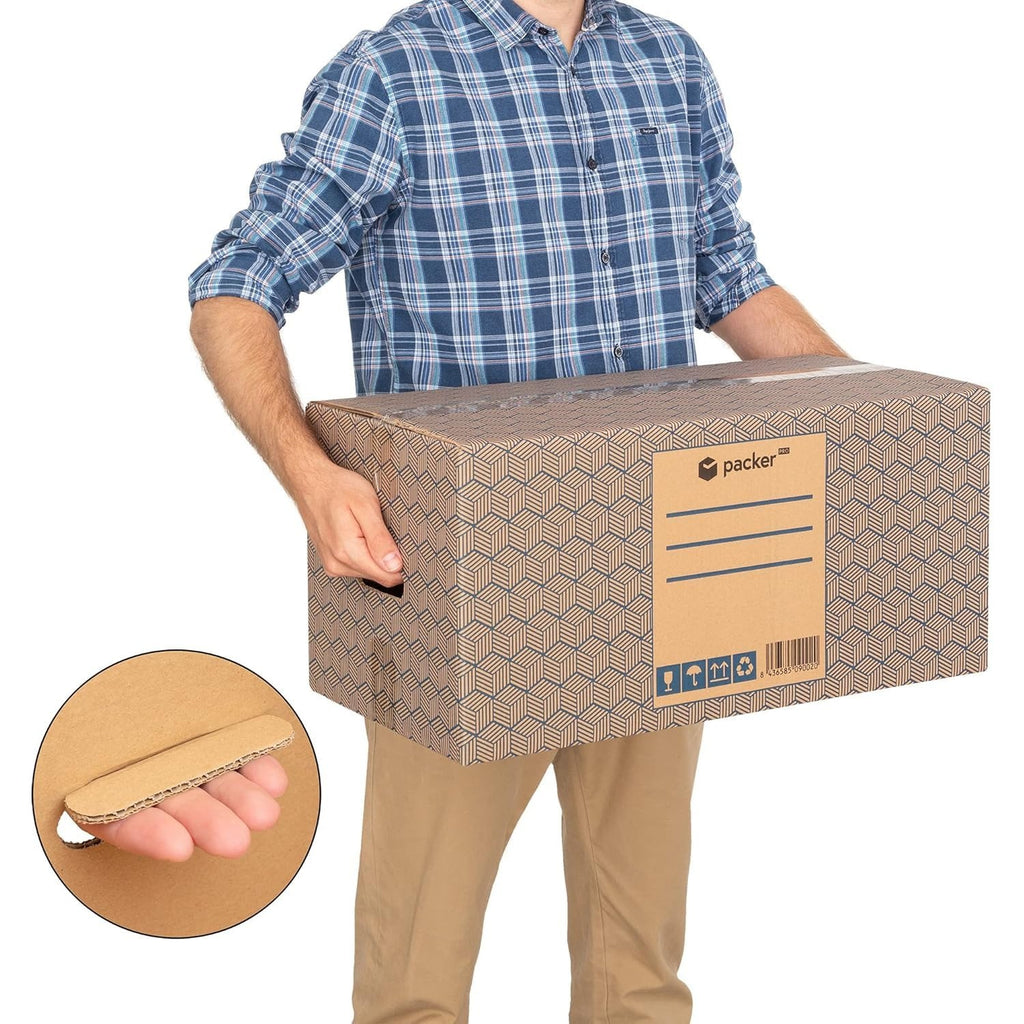 Pack 10 Cajas Carton para Mudanzas y Almacenaje Ultra Resistentes con Asas