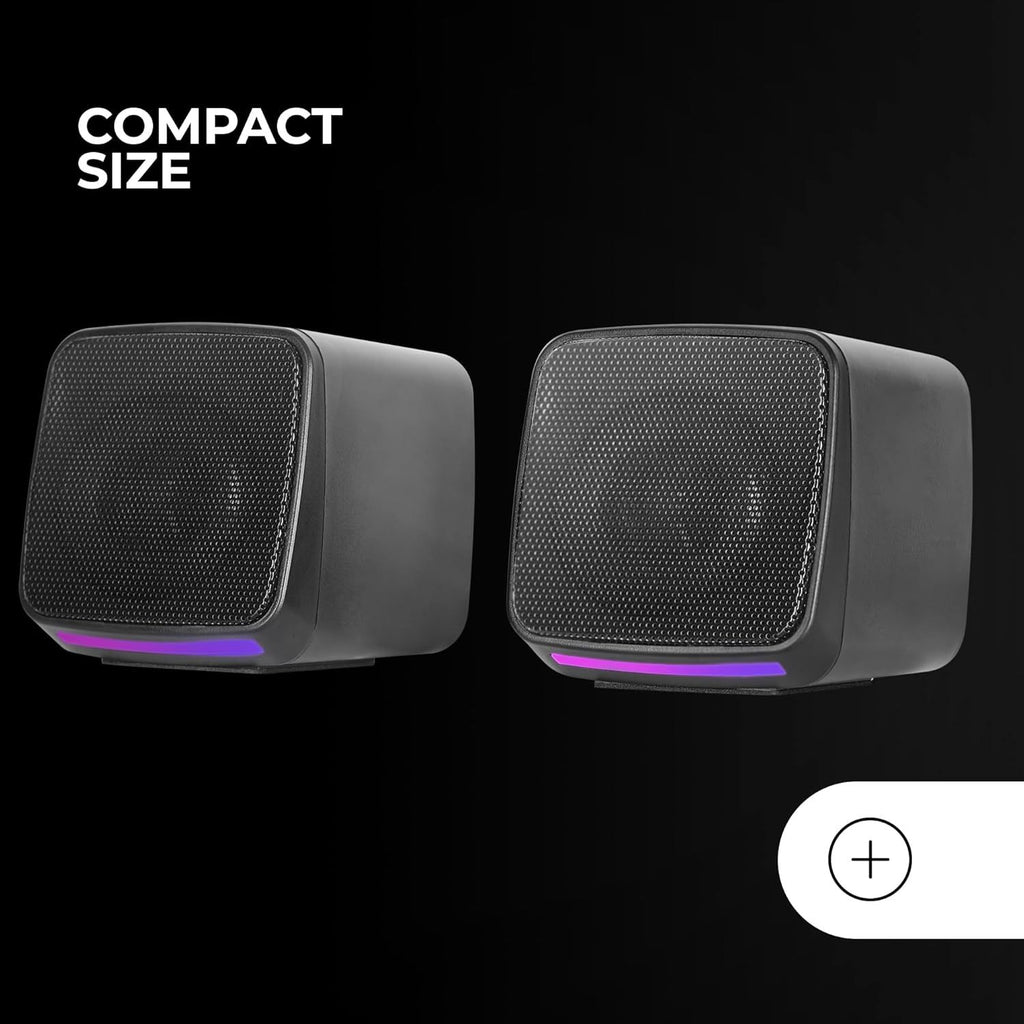 Mars Gaming MS-Pro, Altavoces Compactos 10W, Iluminación RGB Flow Dinámica, Altavoz PC con Caja de Control y Entrada Jack 3.5mm, Altavoces Gaming Compatibles con PC/Mac/Smartphone/Tablet, Negro