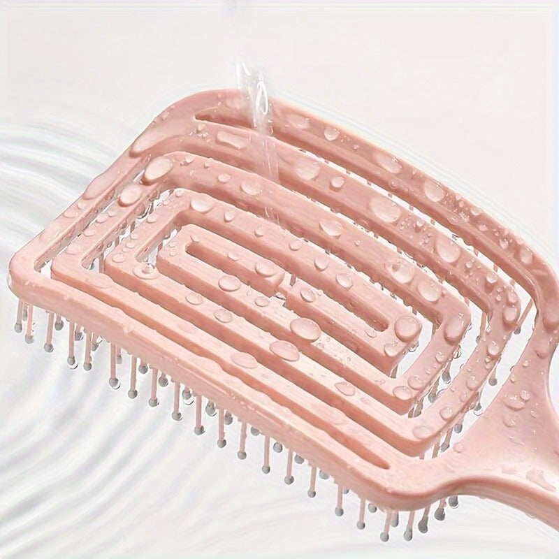 Cepillo Desenredante Curvo para Todo Tipo de Cabello, Peine Desenredante sin Dolor, Anti tirones, Antifrizz, Peine para el Cabello de Diseño Hueco, Mango Ergonómico, Fácil Uso en Húmedo y Seco