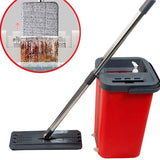 Fregona y Cubo de Limpieza Escurridor con Compartimentos, Cabezal Plano y Flexible Rotación 360. Cubo Escurrefacil. Recipiente Auto Limpiante que Permite el Lavado y Secado de la Mopa. Se puede usar en Seco o en Mojado. Ideal para Limpiar Suelos, Paredes