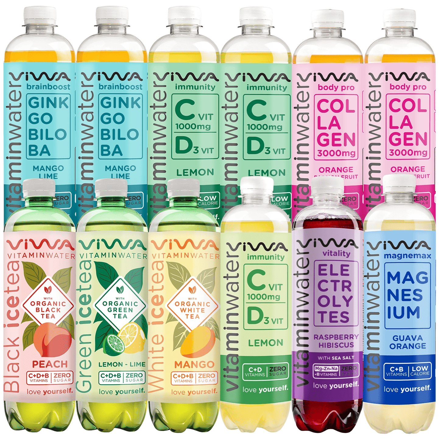 VIWA VitaminWater & Tea, Bebidas Refrescantes con Vitaminas y Minerales, 600ml, Pack de 12