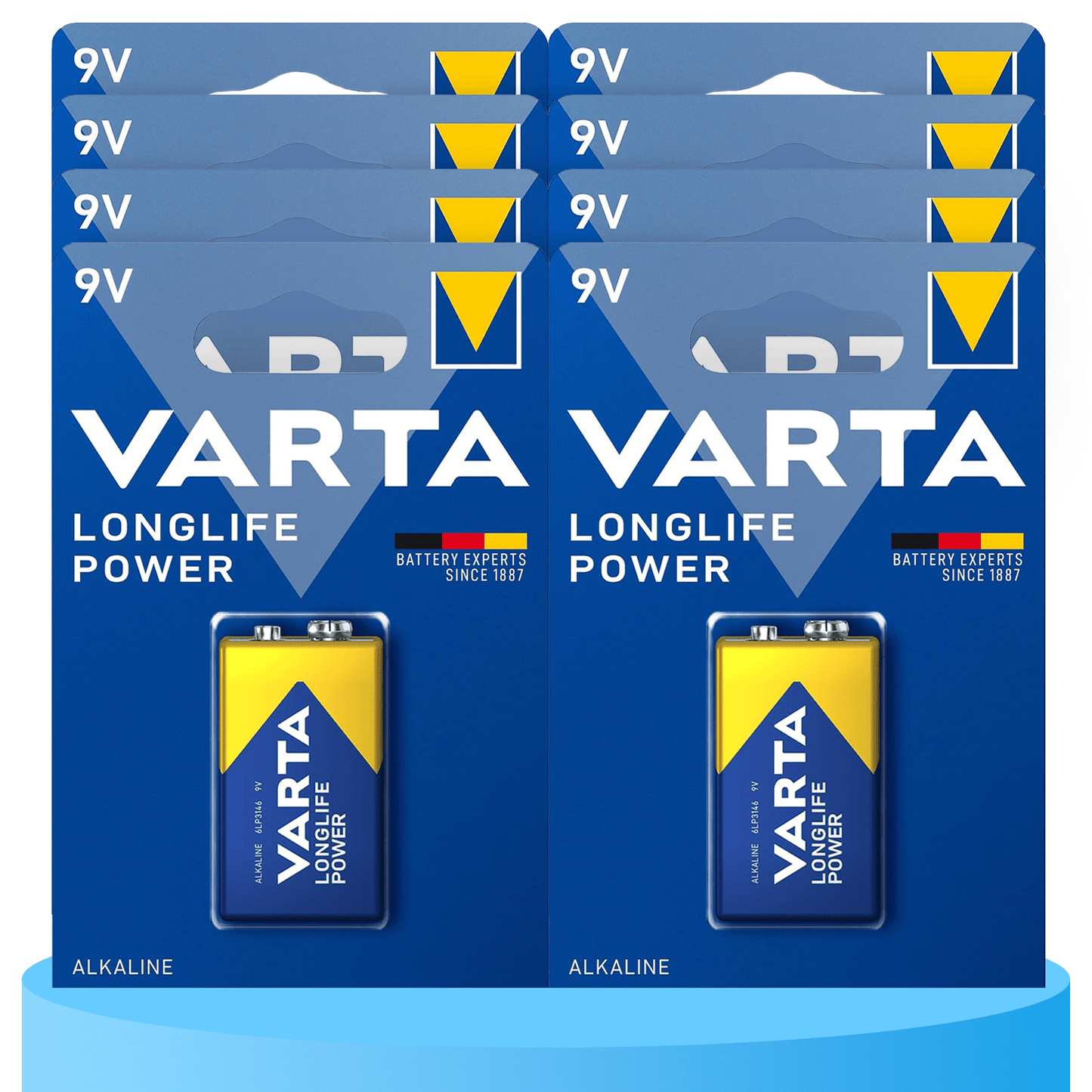 Pilas 9V Alcalinas, Pilas 9v Cuadradas de Alto Rendimiento, VARTA Longlife Power, Ultra Larga Duración, Energía Continua, Ideal para Detectores de Humo, Micrófonos Inalámbricos, Pedales de Guitarra, Multímetros, Electrodomésticos