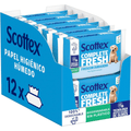 Scottex Toallitas Húmedas Desechables por el WC, Papel Higiénico Húmedo Fresh con Agua Micelar y Vitamina E, Biodegradable y Sin Plástico