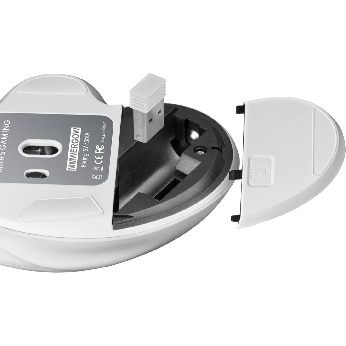 Mars Gaming MMWERGO, Ratón Inalámbrico Ergonómico, Sensor Óptico 3200 dpi, Switches Mecánicos KAILH, Ahorro Energía, Multiplataforma, PC, Mac, PS5, Xbox, Blanco