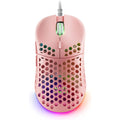 Mars Gaming MM55, Ratón Gaming RGB Chroma, Ultra-Ligero 55g, Sensor Óptico 12800 dpi, Switches Mecánicos Programables HUANO, Cable Paracord, Rosa