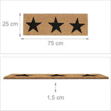 Felpudo Antideslizante para Entrada, Alfombra de Puerta Decorativa con Diseño de Estrellas, Ideal para Hogar y Recibidor, Beige y Negro, 75 x 25 x 1.5 cm
